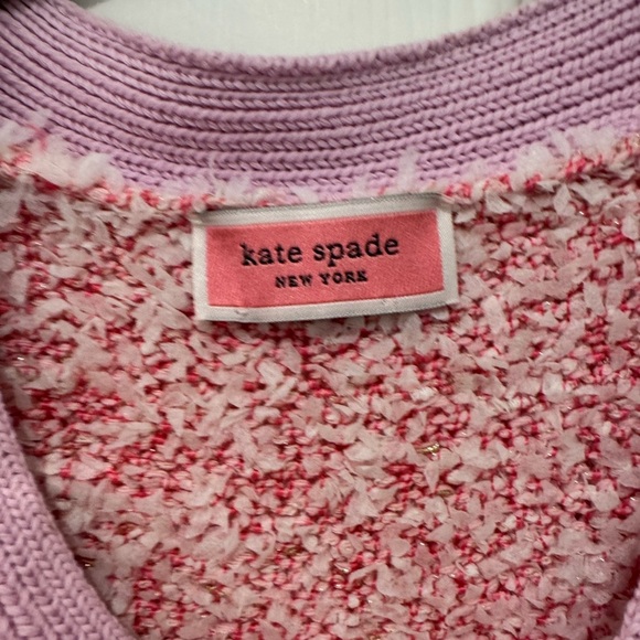 Kate Spade Pink Button Down Knit Cardigan with Clear Spade Buttons - Picture 7 of 10
